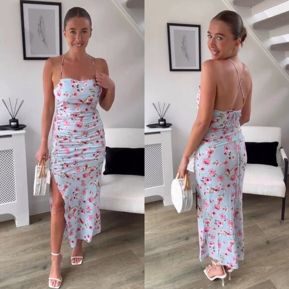 ZARA PRINTED LINEN BLEND CORSET STYLE DRESS - Picture 1 of 11